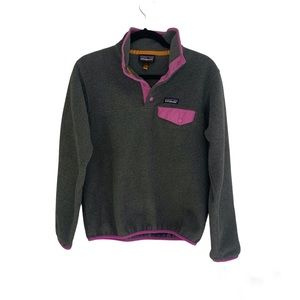 Patagonia Synchilla Gray Purple Pullover Snap T Fleece Women's S